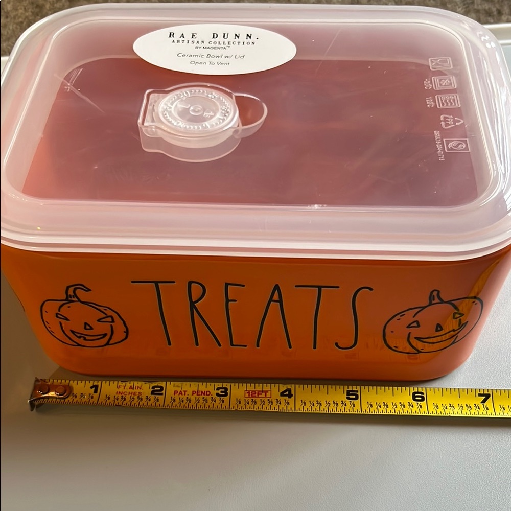 Rae Dunn Pumpkin Orange Treats Box NWT